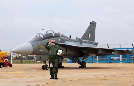 Narendra Modi becomes First Indian Prime Minister to fly a 'Made in India' Combat Jet