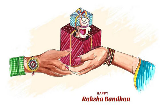 Free Vector | Hand draw happy raksha bandhan sister tying rakhi to brother  card background
